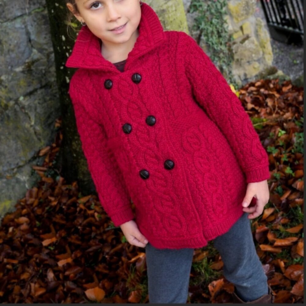 Blarney Girls Double Breast Coat in Garnet